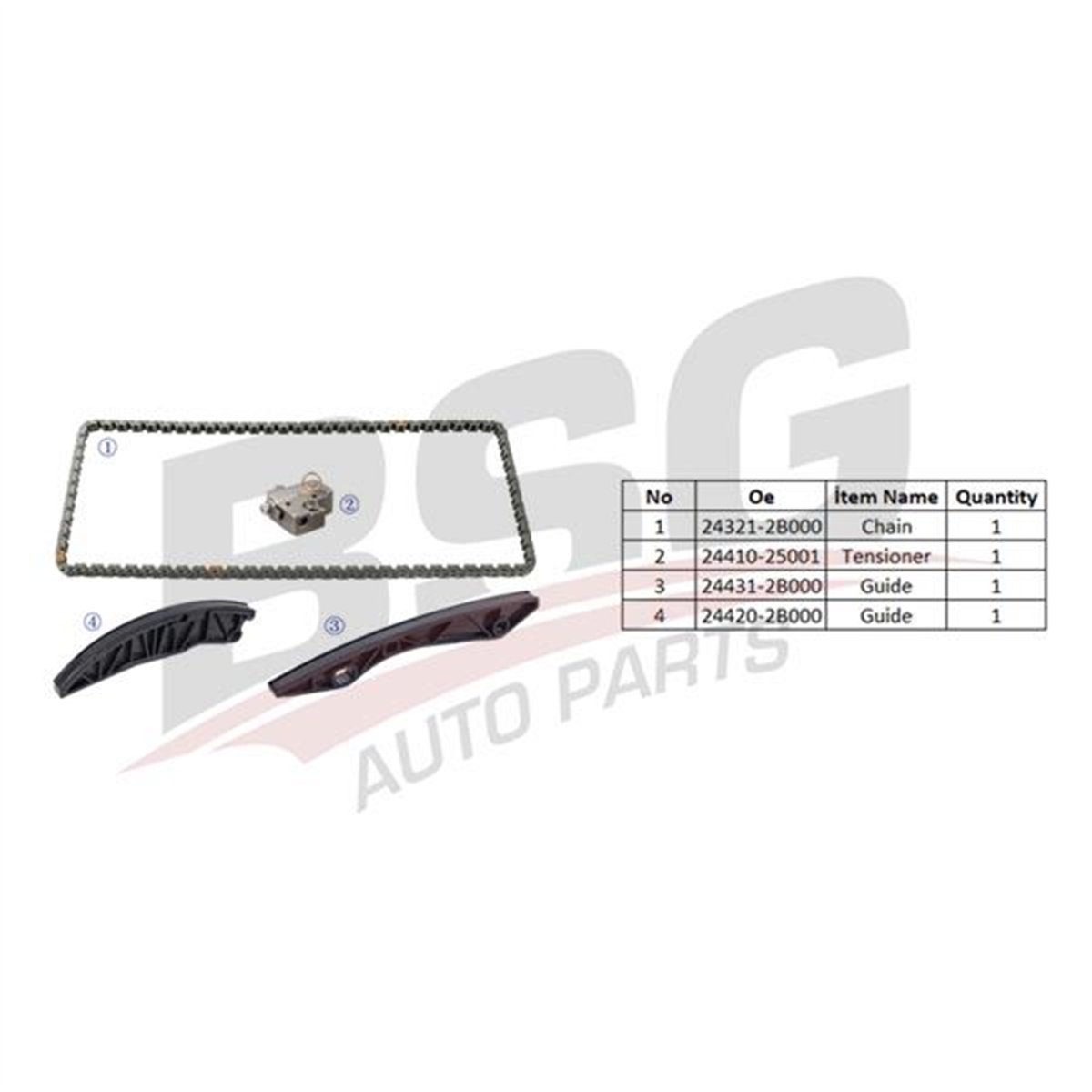 BSG 40-102-007 - Eksantrik Zincir Seti - Kore Accent Blue/i20/ix20/i30 G4fa