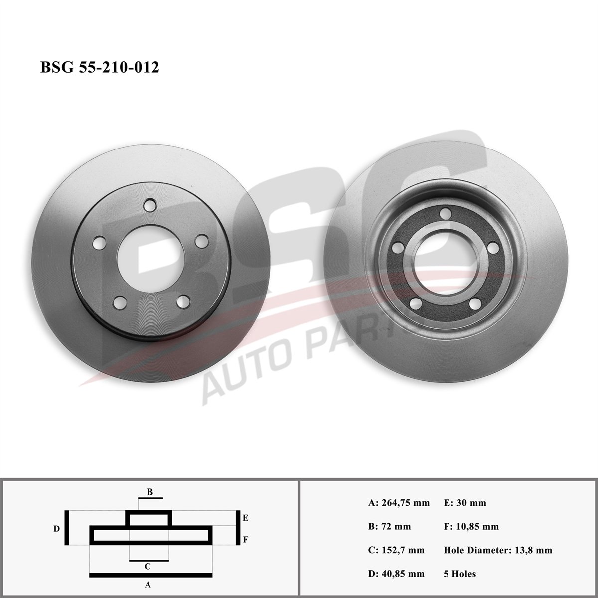 BSG 55-210-012 - Fren Diski Arka - Japon Mazda 3 (bk, Bl)