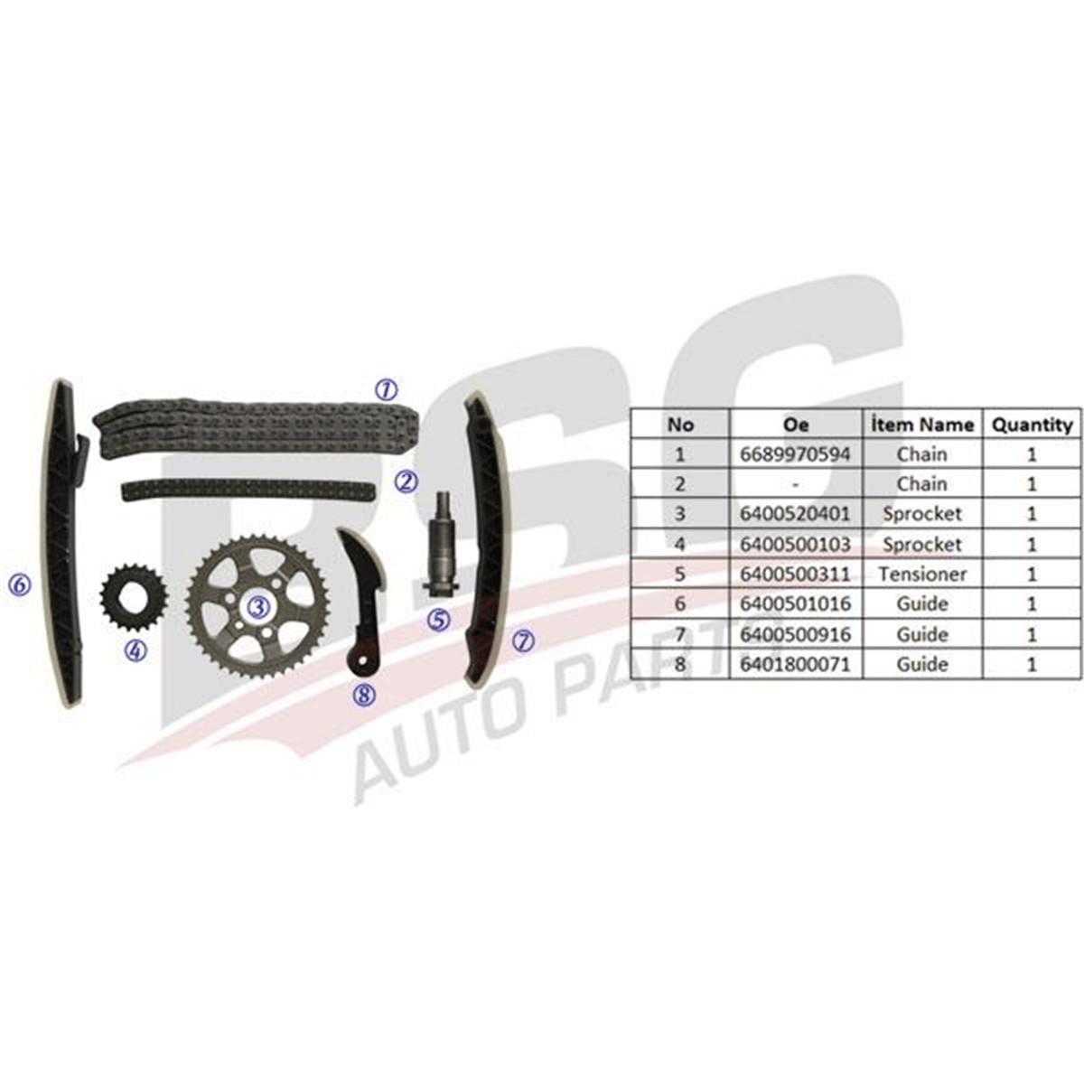 BSG 60-102-007 - Eksantrik Zincir Seti - Mercedes 204-221-164-212- 203-639-166