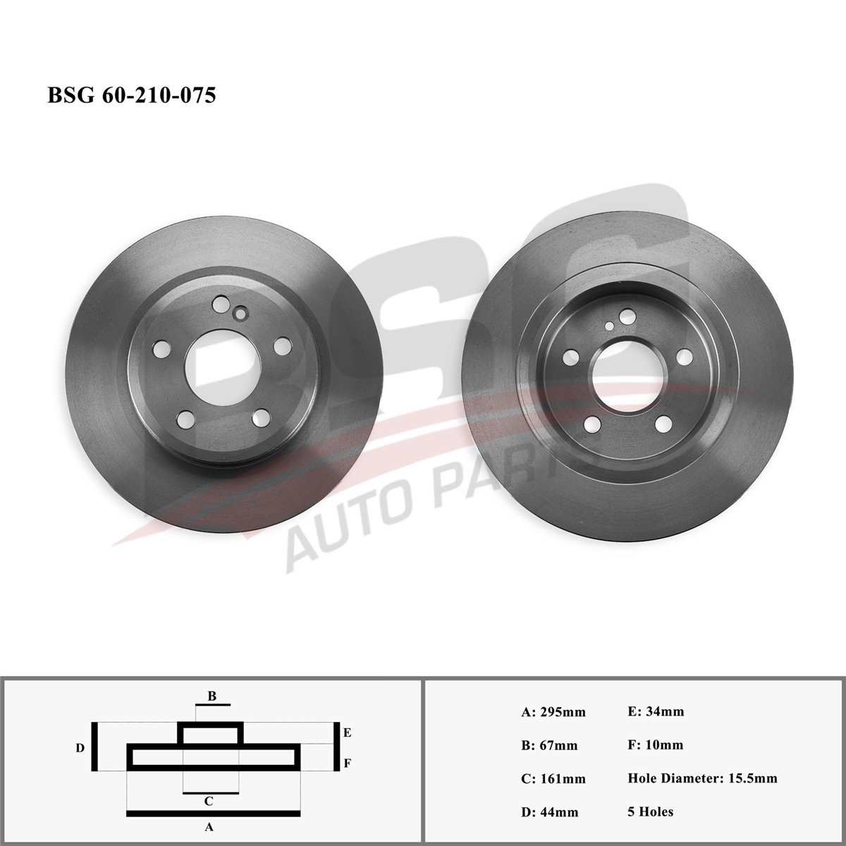 BSG 60-210-075 - Fren Diski Arka - Mercedes W176-117-246-156