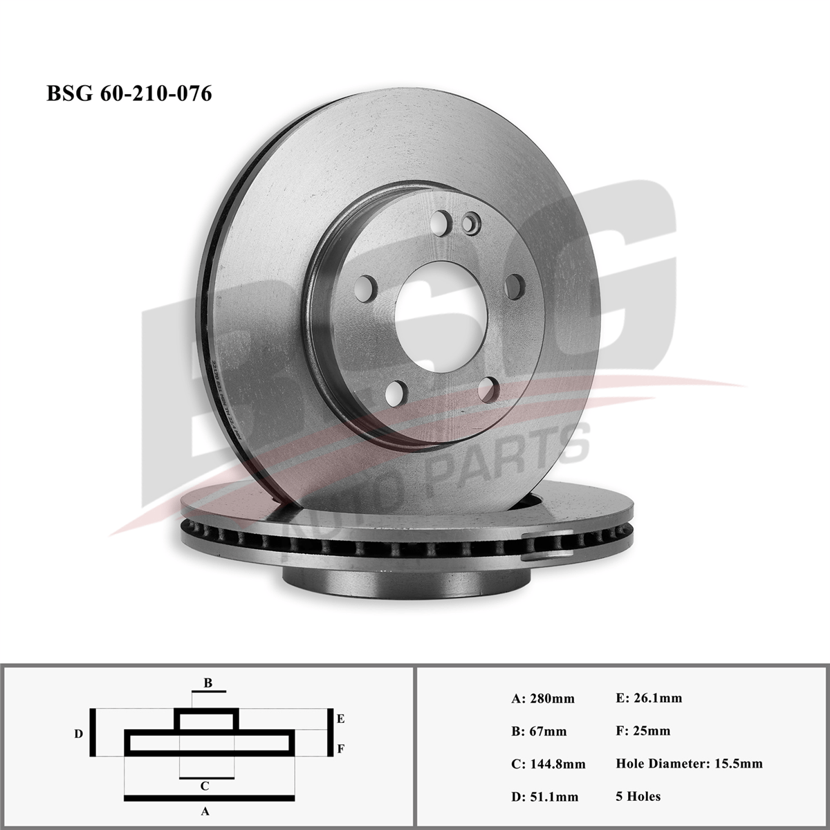 BSG 60-210-076 - Fren Diski Ön - Mercedes W117-246-176-242