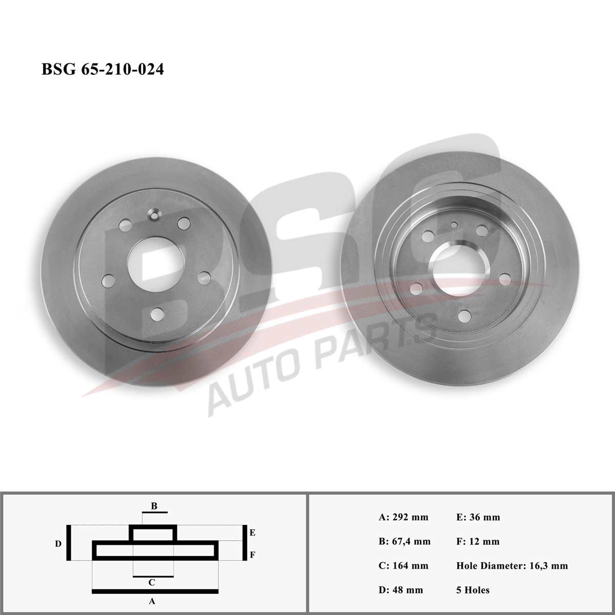 BSG 65-210-024 - Fren Diski Arka - Opel Insignia A