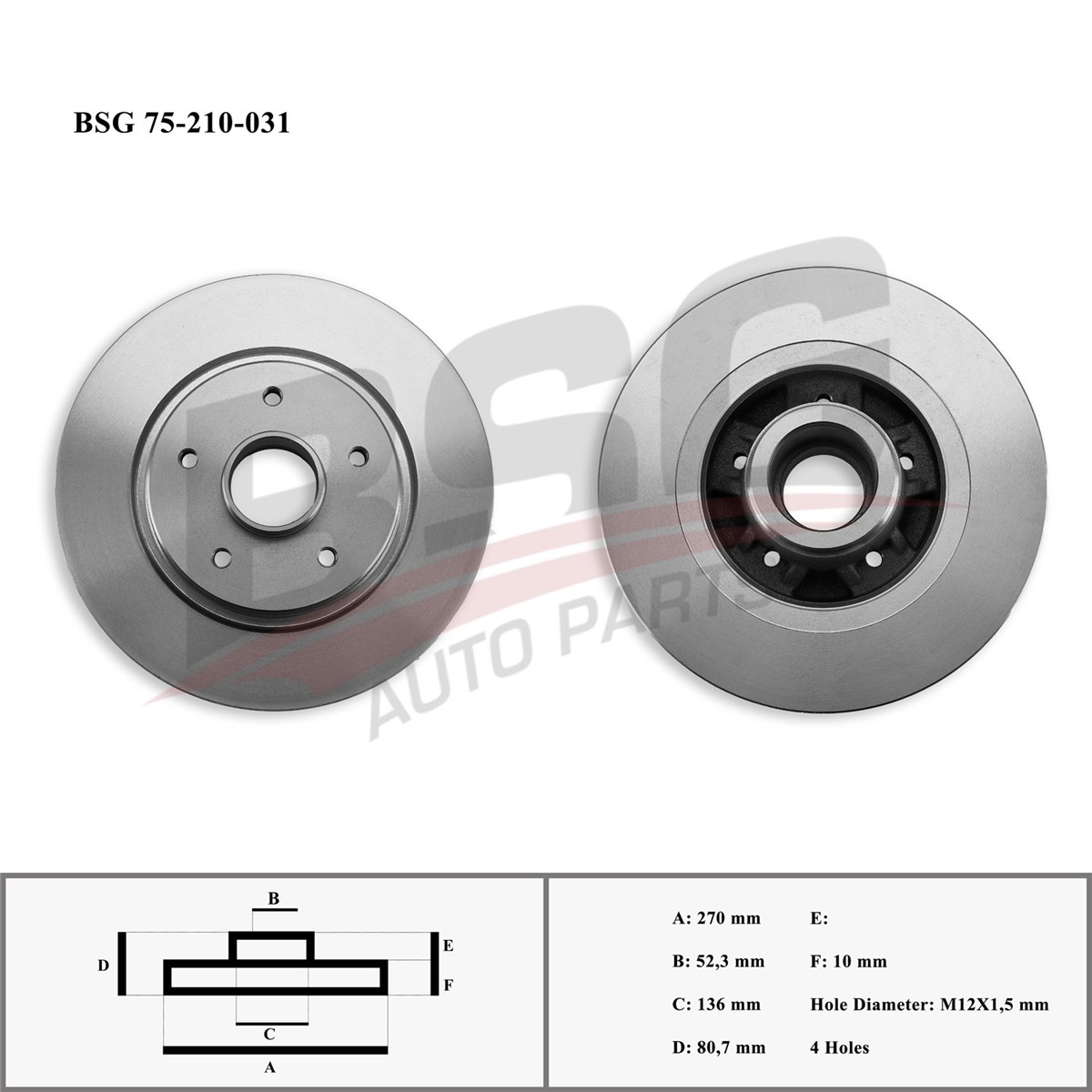BSG 75-210-031 - Fren Diski Arka - Renault Scenic Ii/megan Ii Sw