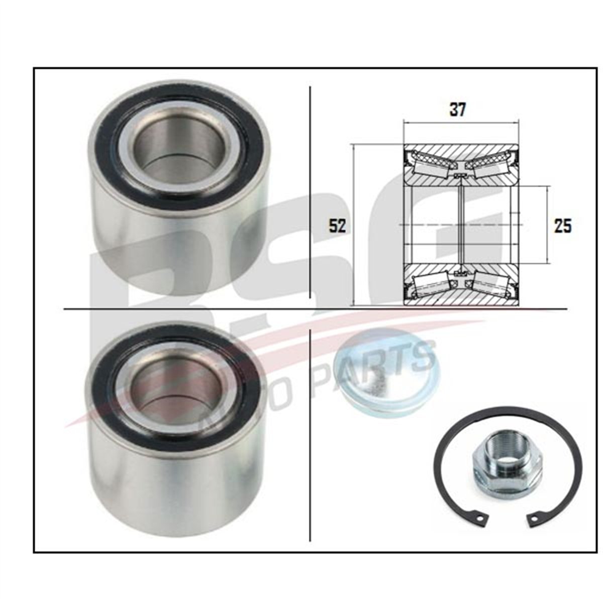 BSG 75-605-016 - Teker Rulmani Arka - Renault 106/306 / R 9 - R11 -r19 Clio Symbol Pegueot 106 206 306