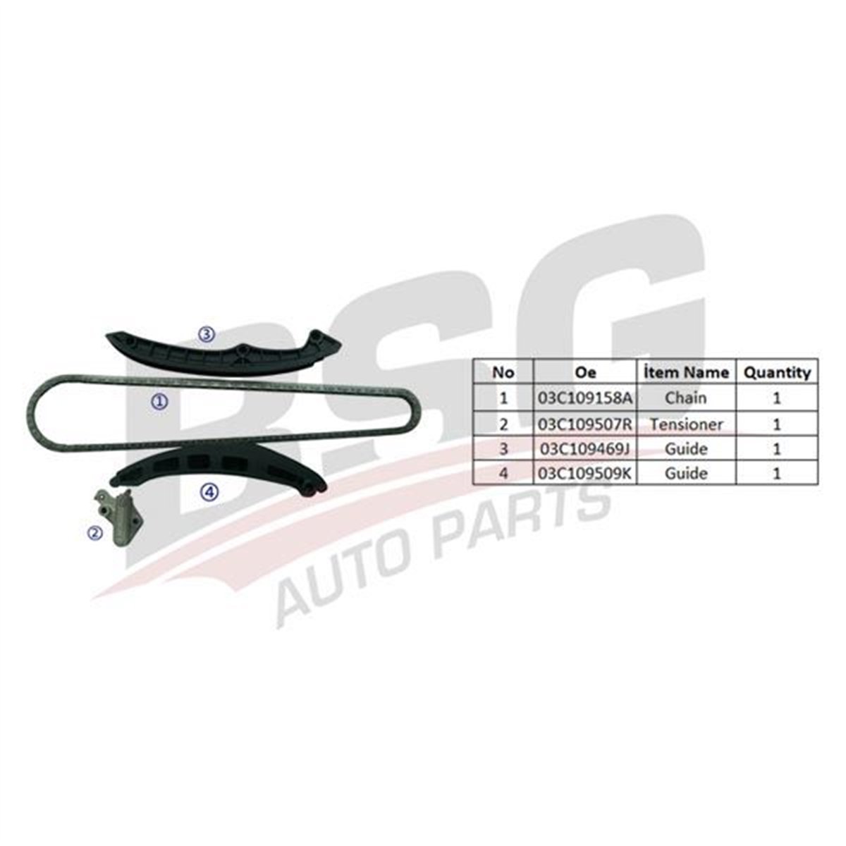 BSG 90-102-007 - Eksantrik Zincir Seti - Vw Golf5-golf6-jetta-a3-leon