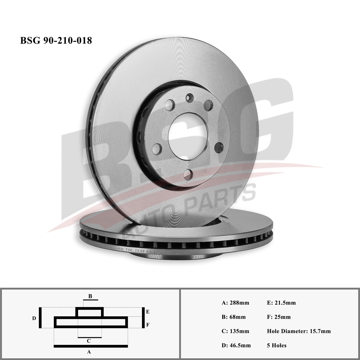 BSG 90-210-018 - Fren Diski Ön - Vw Passat-a4-a6