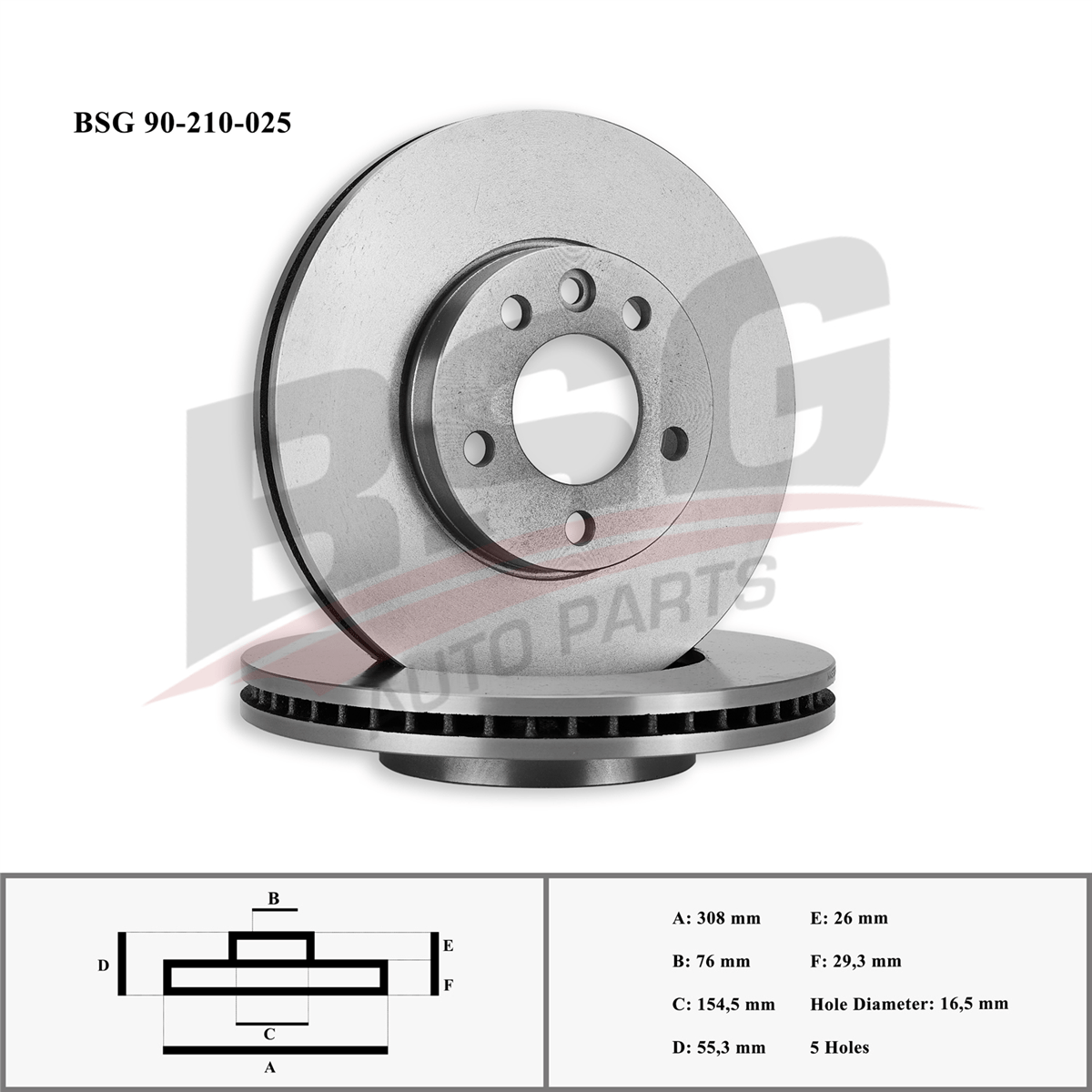 BSG 90-210-025 - Fren Diski Ön - Vw T5-t6