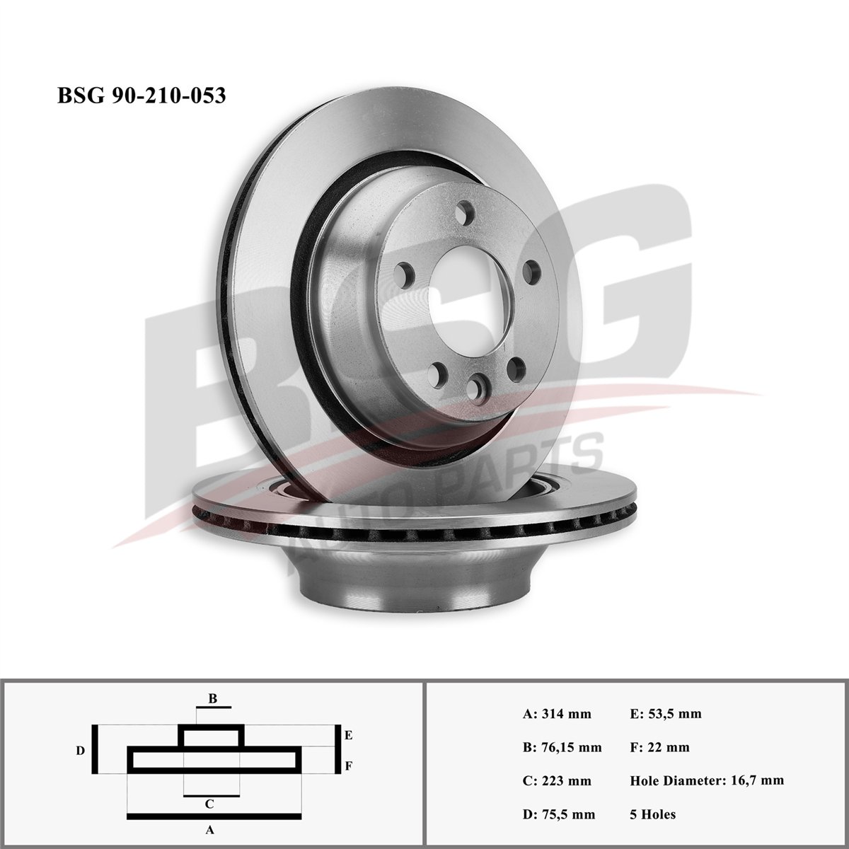 BSG 90-210-053 - Fren Diski Arka - Vw Touareg