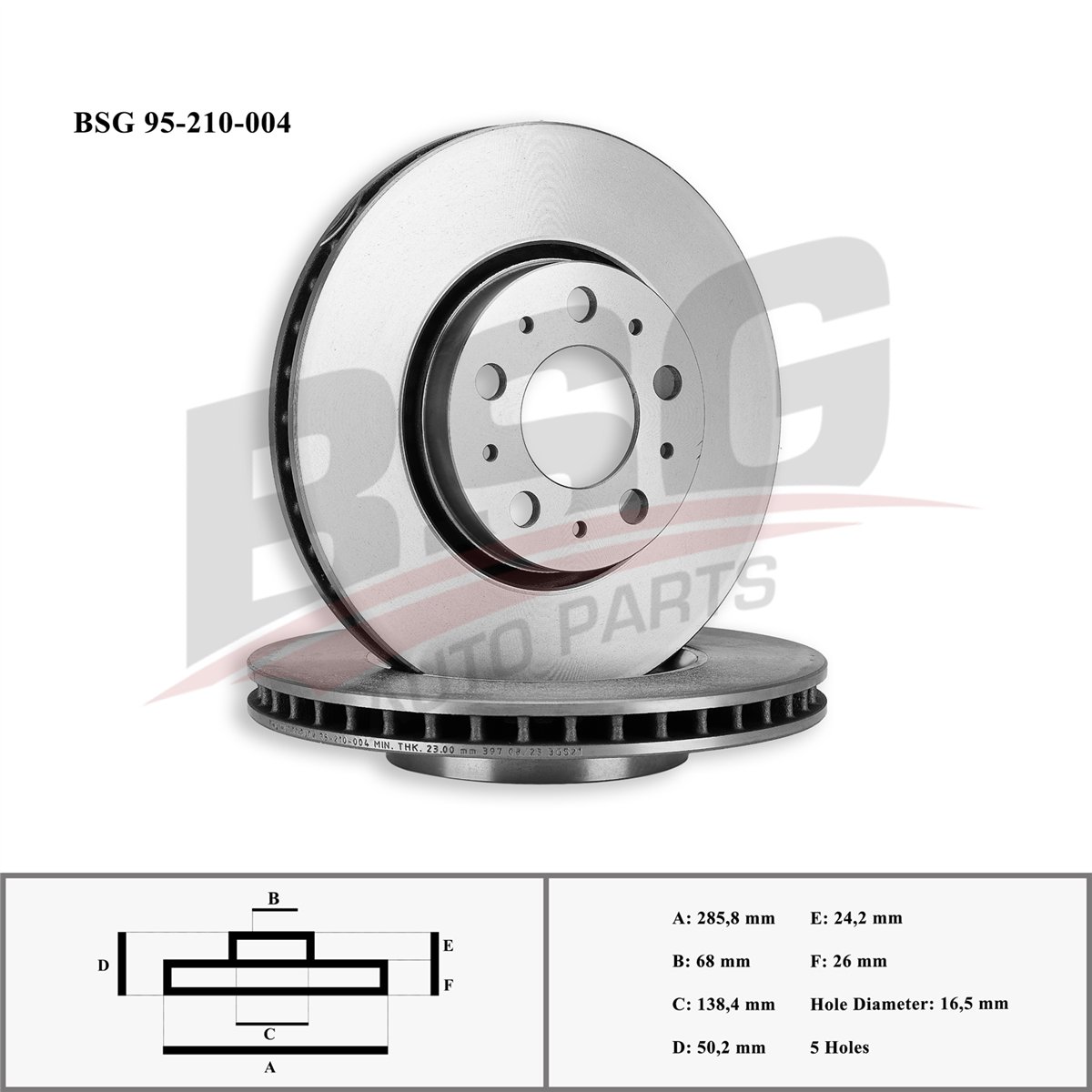 BSG 95-210-004 - Fren Diski Ön - Volvo Volvo S60/s70/s80/v70/xc70/cross Country