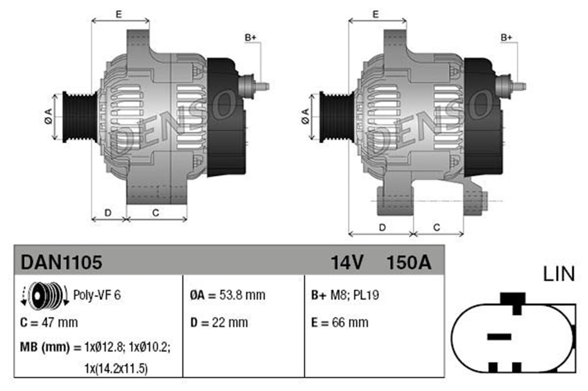 DENSO DAN1105 - Alternatör - Bmw Range Rover Sport Discovery Iv