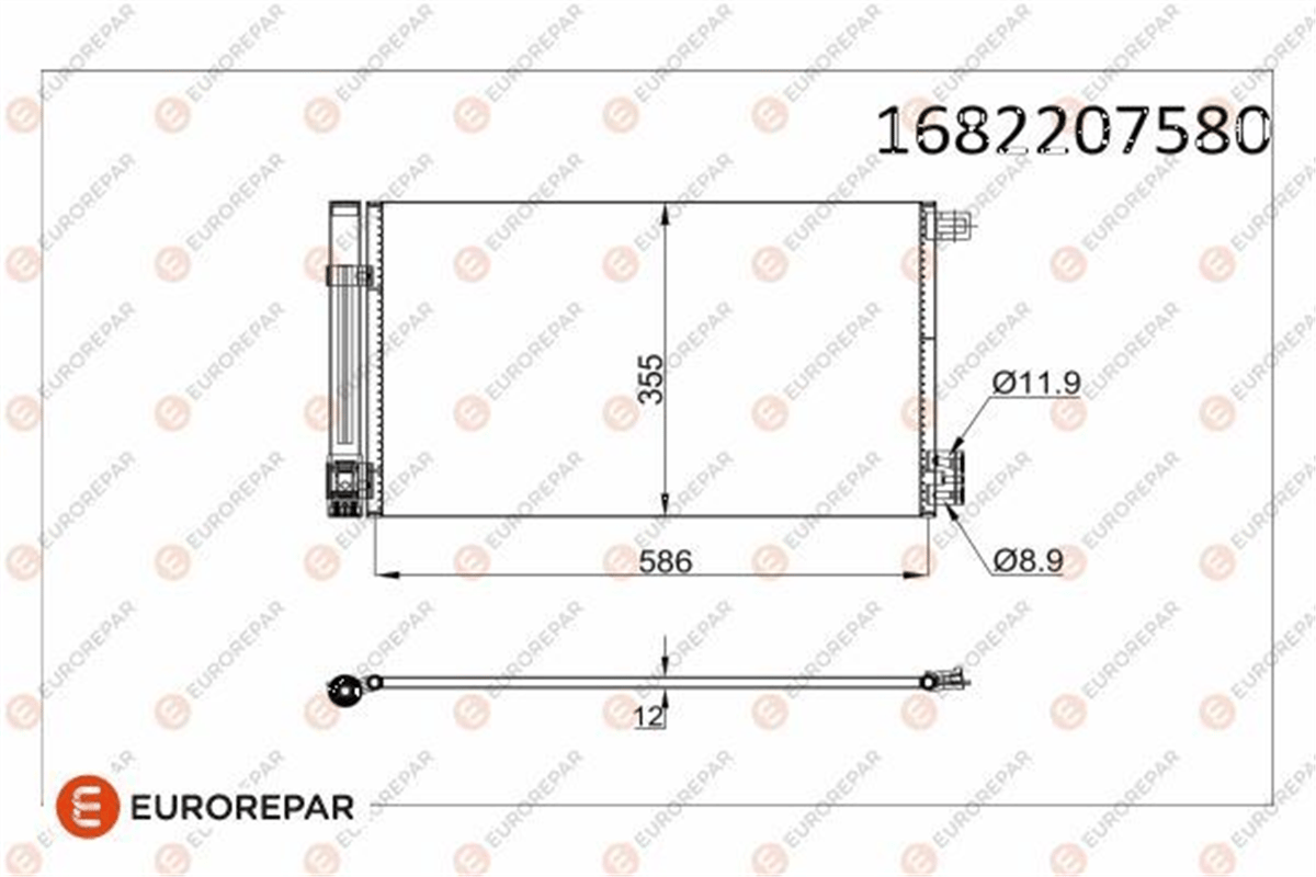 EUROREPAR 1682207580 - Klima Radyatörü - Opel Bipper/nemo/fiorino/combo/corsa D-e