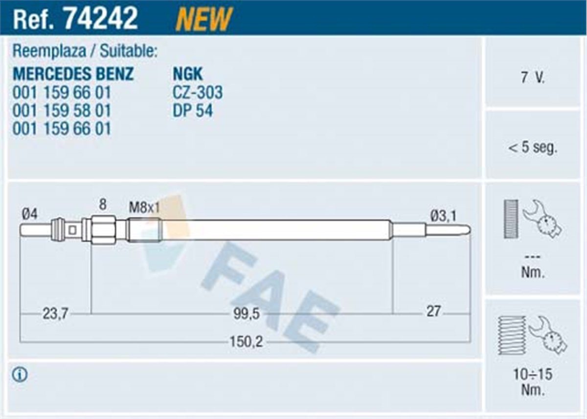 FAE 74242 - Kizdirma Bujisi - Mercedes W204-212-164-246-221