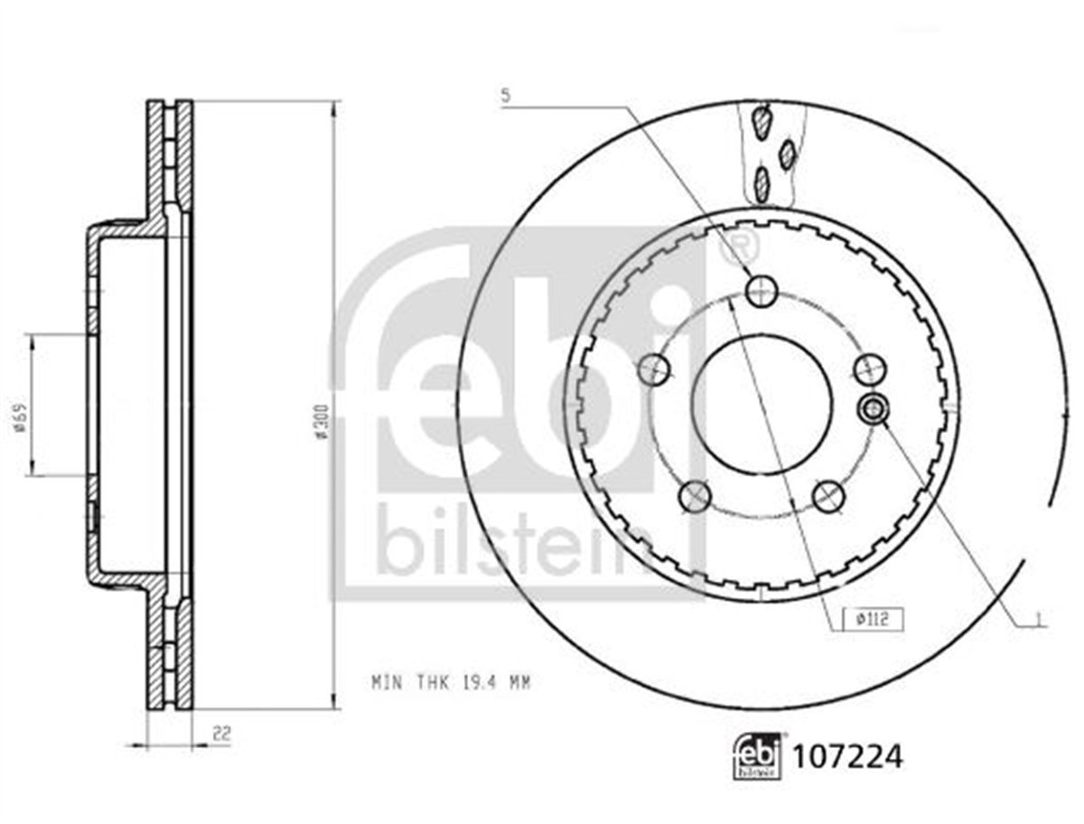 FEBI 107224 - Fren Diski Arka - Mercedes W205-213-238-253-257