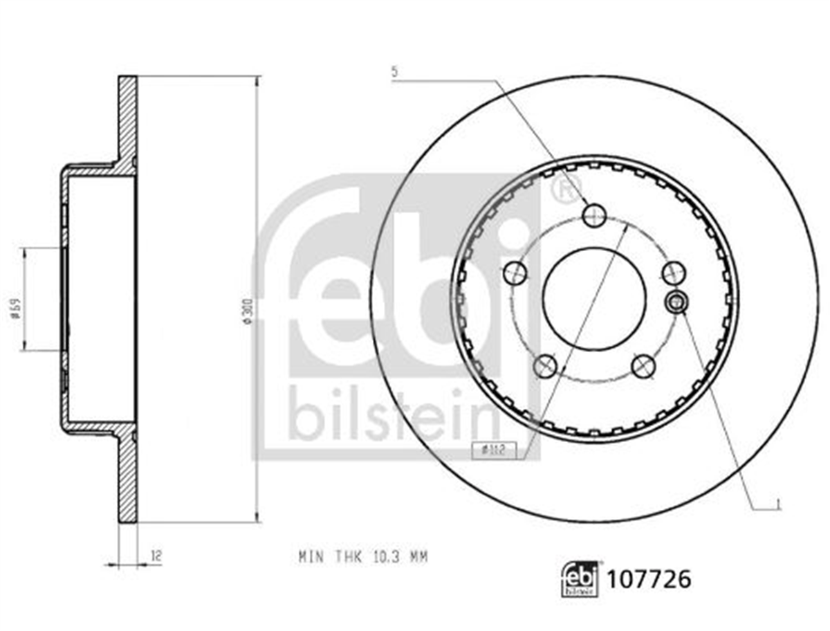 FEBI 107726 - Fren Diski Arka - Mercedes W205