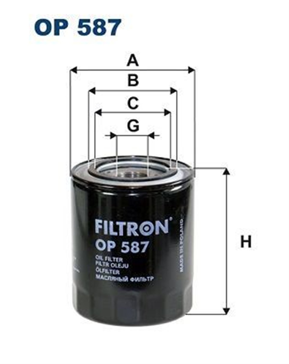 FILTRON 587 - Yag Filtresi - Japon L200 (k14, K64, K74, Ka, Kb) : L300 (p15) 2.5 D 87-08 : B2500 (uf) 2.5 D 96-98 : E2200 (sr, Sd) 2.2 D 99-06 : Pajero (l0, L1, V4, V6, V7) 2.5 D/2.5 Td 86-06
