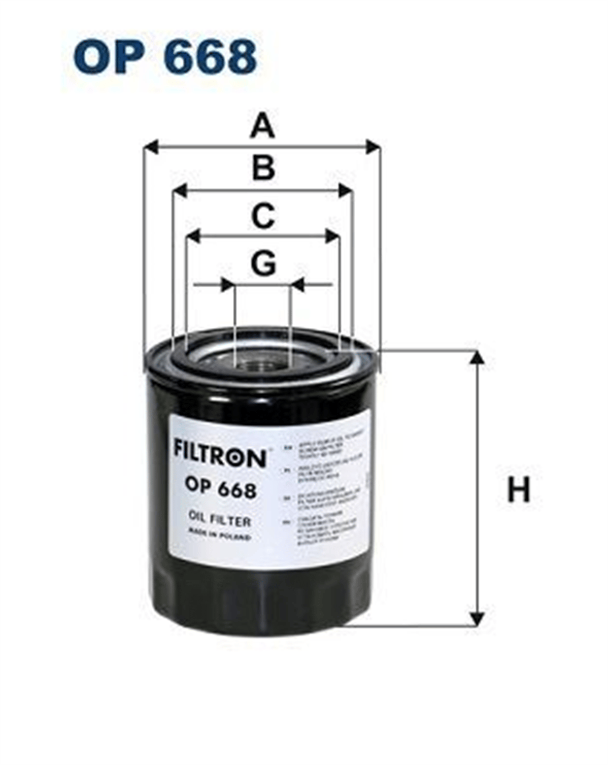 FILTRON 668 - Yag Filtresi - Av Scania 112, 113, 114, 124, 143, 144, 164, 93, 94, T