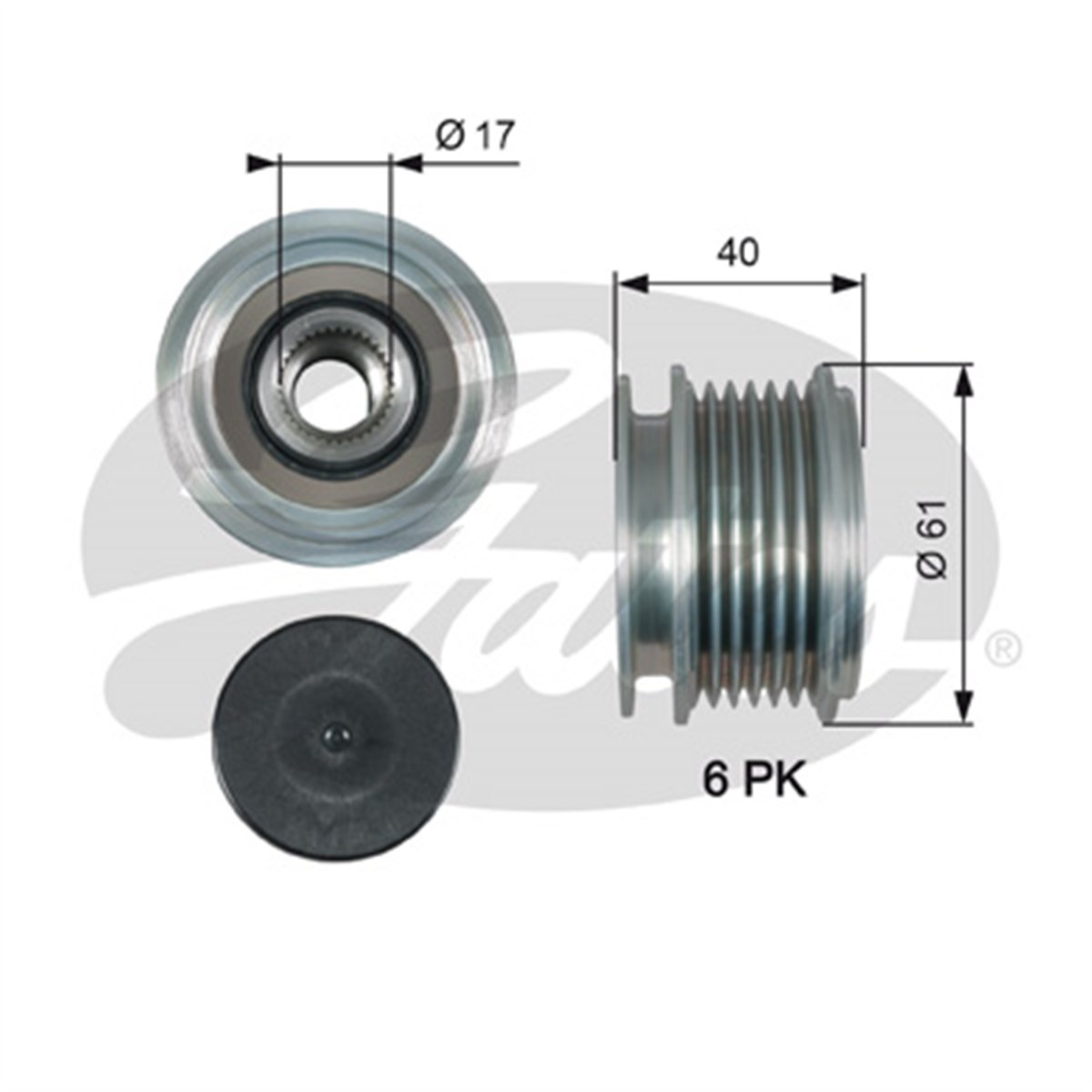 GATES OAP7013 - Alternatör Kasnagi - Vw T5-caddy-polo-golf-crafter-a3-a4-leon