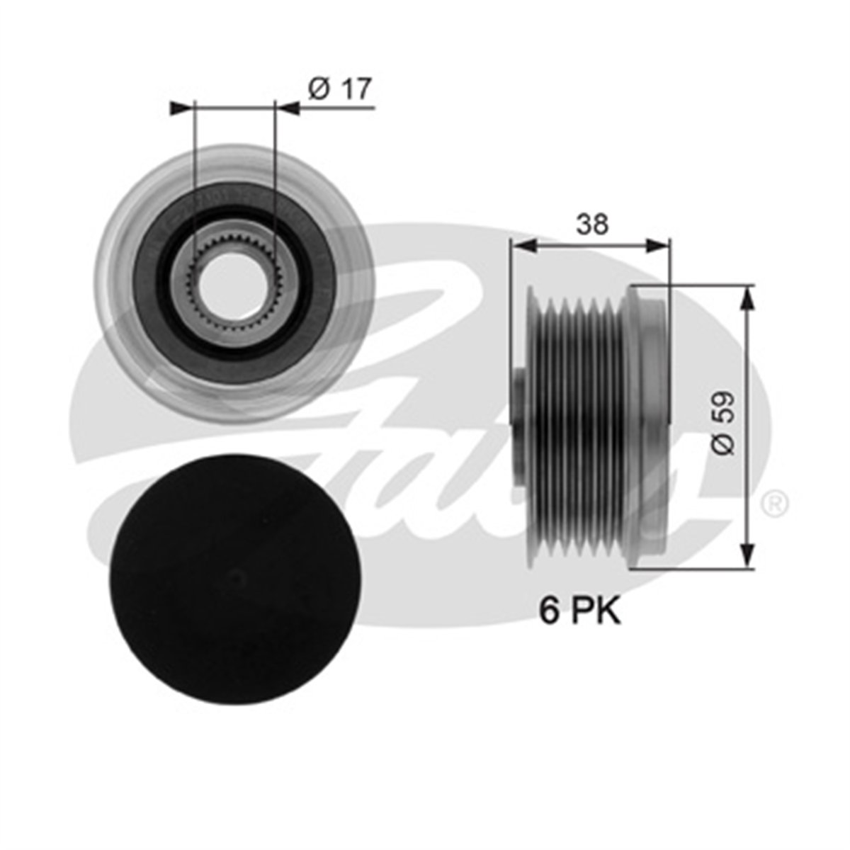 GATES OAP7039 - Alternatör Kasnagi - Fiat Albea/doblo/grande Punto/fiorino/astra H/corsa C
