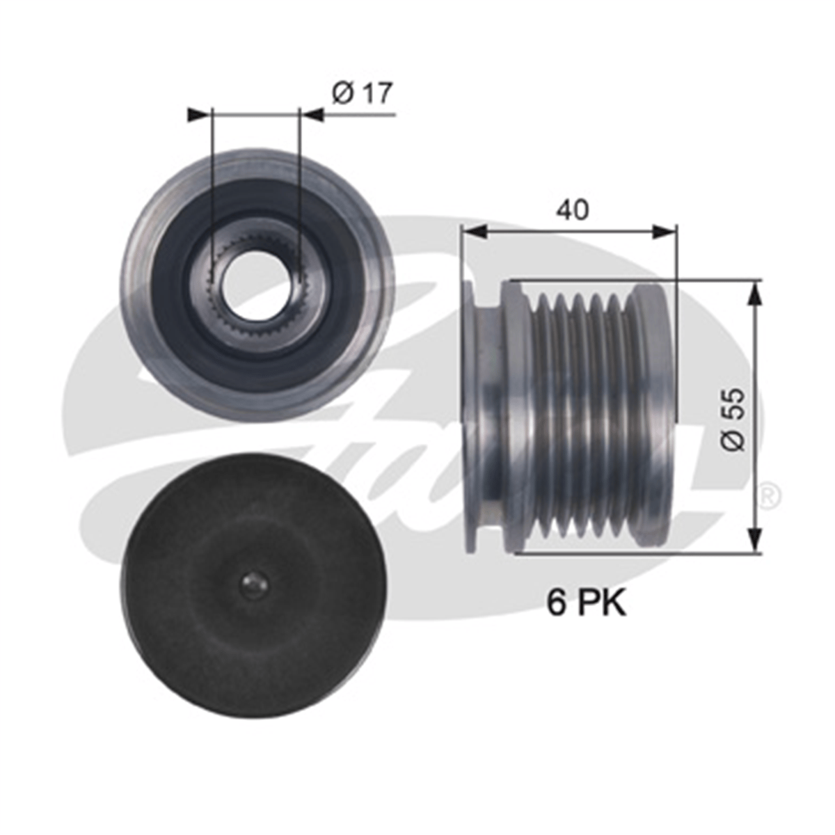 GATES OAP7114 - Alternatör Kasnagi - Vw Polo-a4-a6-t6-amarok-golf