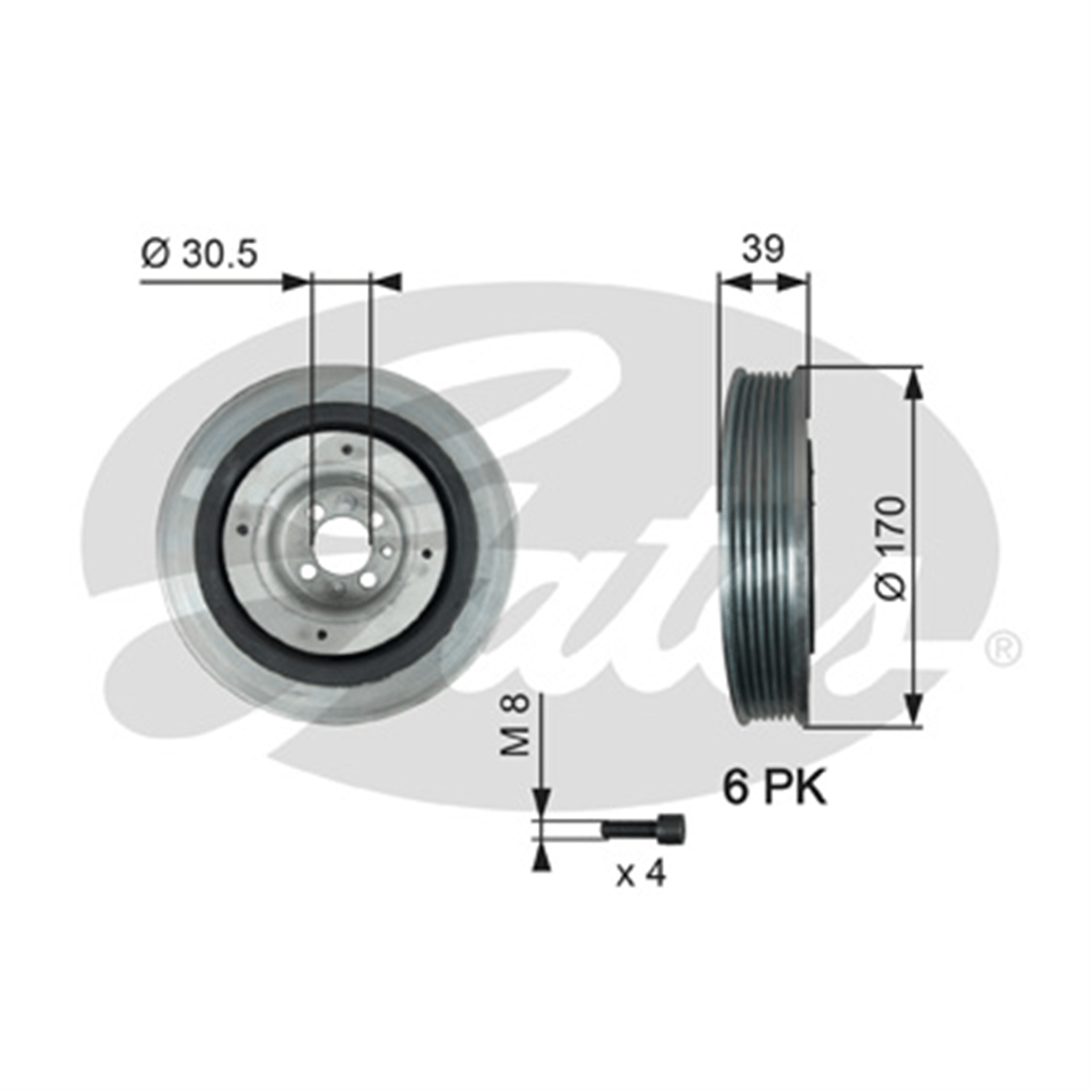 GATES TVD1013A - Krank Kasnagi - Fiat Doblo Grande Punto Idea Linea Marea Punto Stilo Vectra C Astra H