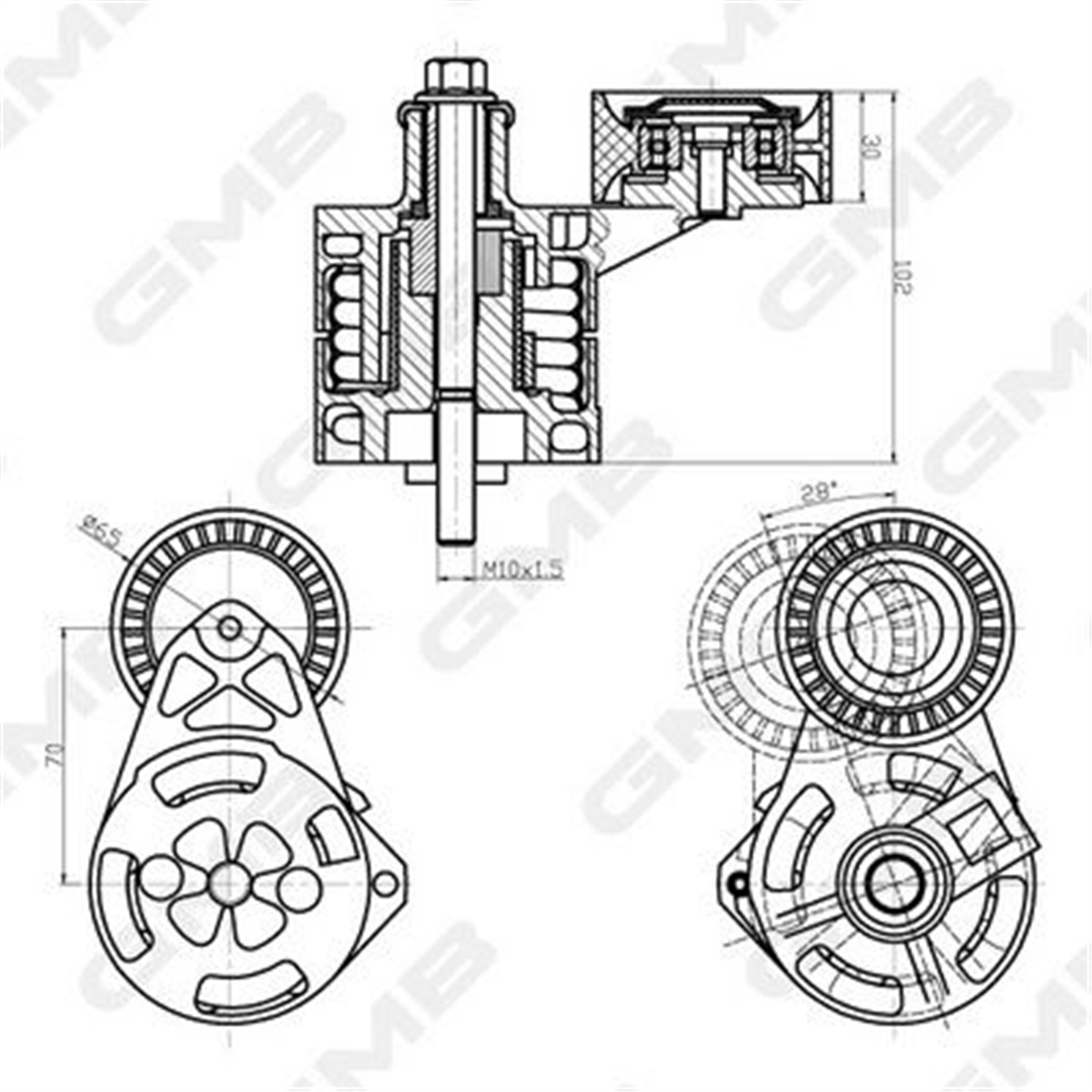 GMB GAT32350 - V Kayis Gergi Rulmani - Ford Transit V-347