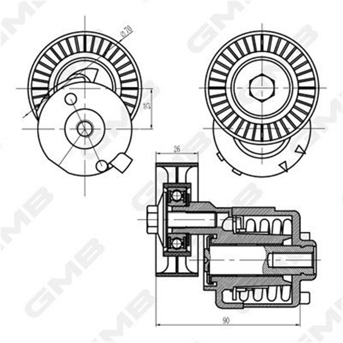 GMB GAT32760 - V Kayis Gergi Rulmani - Ford Escort/fiesta/ka