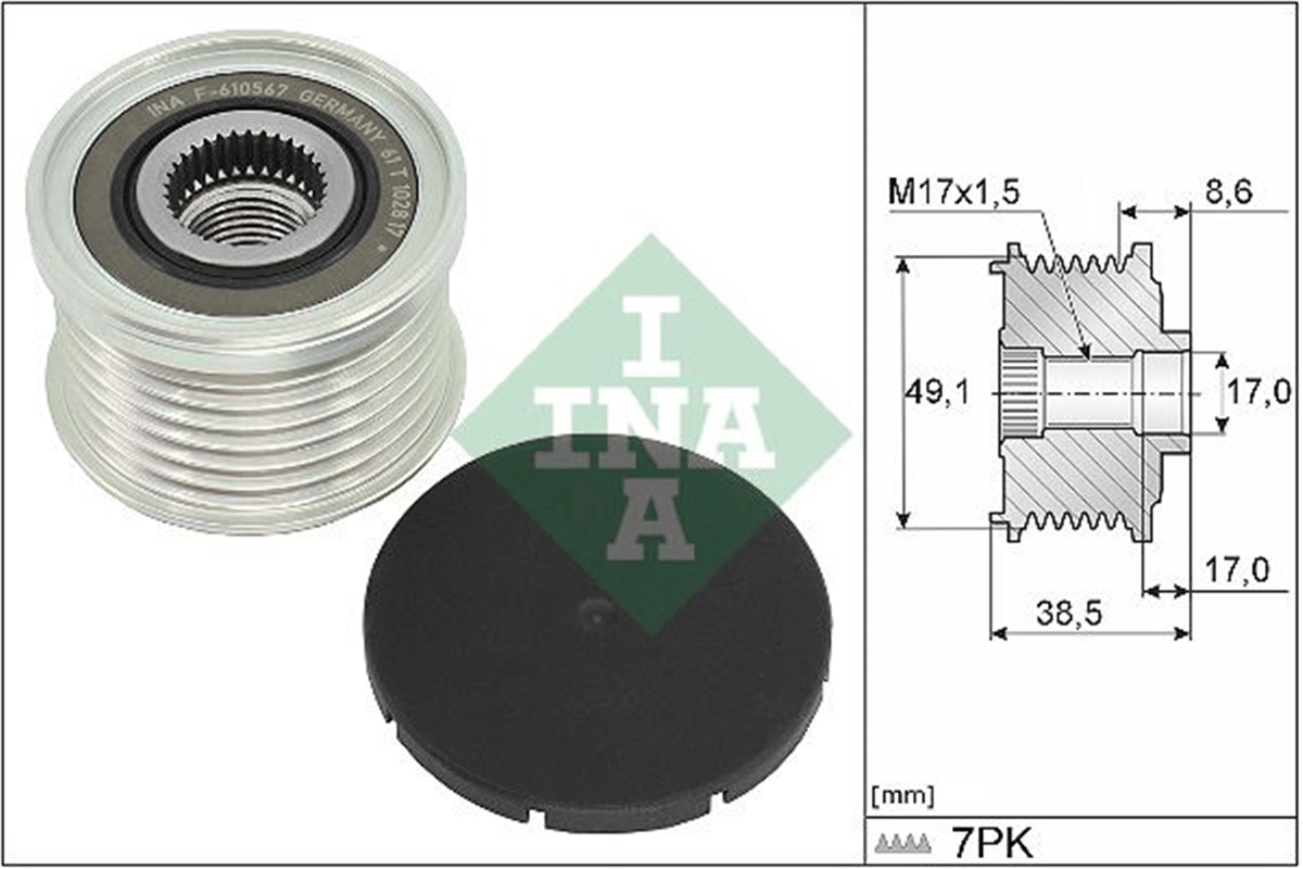 INA 10 - Alternatör Kasnagi - Renault Clio V/megane Iv/captur Ii/duster/sandero/trafic Iii(2.0)
