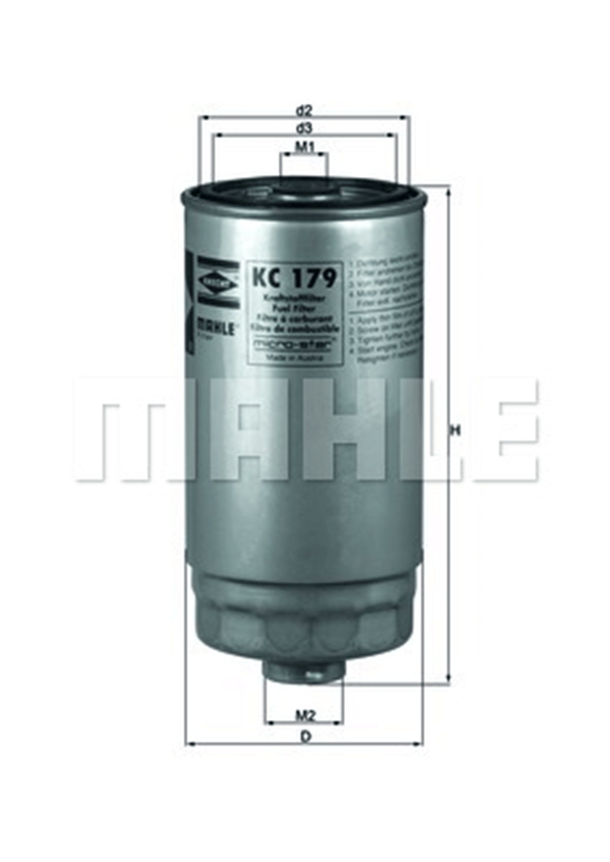 MAHLE KC179 - Yakit Filtresi - Kore Sorento/h1/starex/boxer/jumper/ducato/multipla