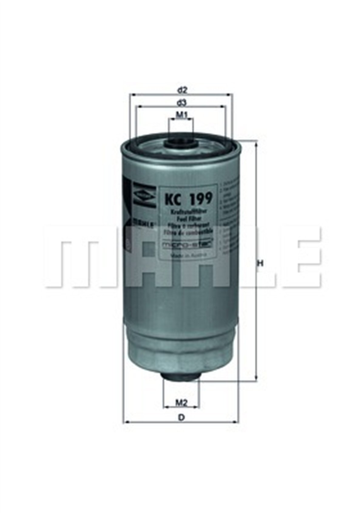 MAHLE KC199 - Yakit Filtresi - Kore Starex/accent Adm/getz/matrix/santafe//rio/magentis/trafic/boxer/palio/ducato