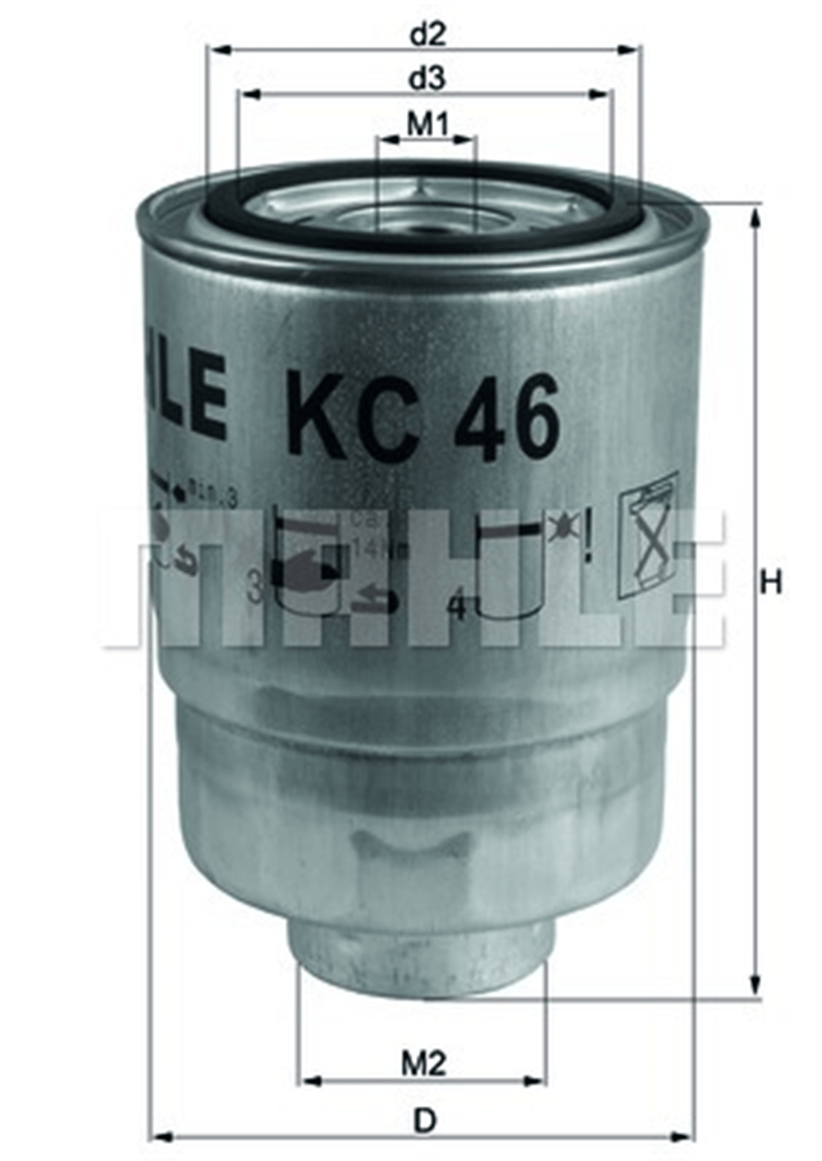 MAHLE KC46 - Yakit Filtresi - Japon L200 (k14, K64, K74) : L300 (p15) 87-08 : Pajero (l0, L1, V4) 86-99 : Canter (fe511, Fe711) 2.8 D 05-08