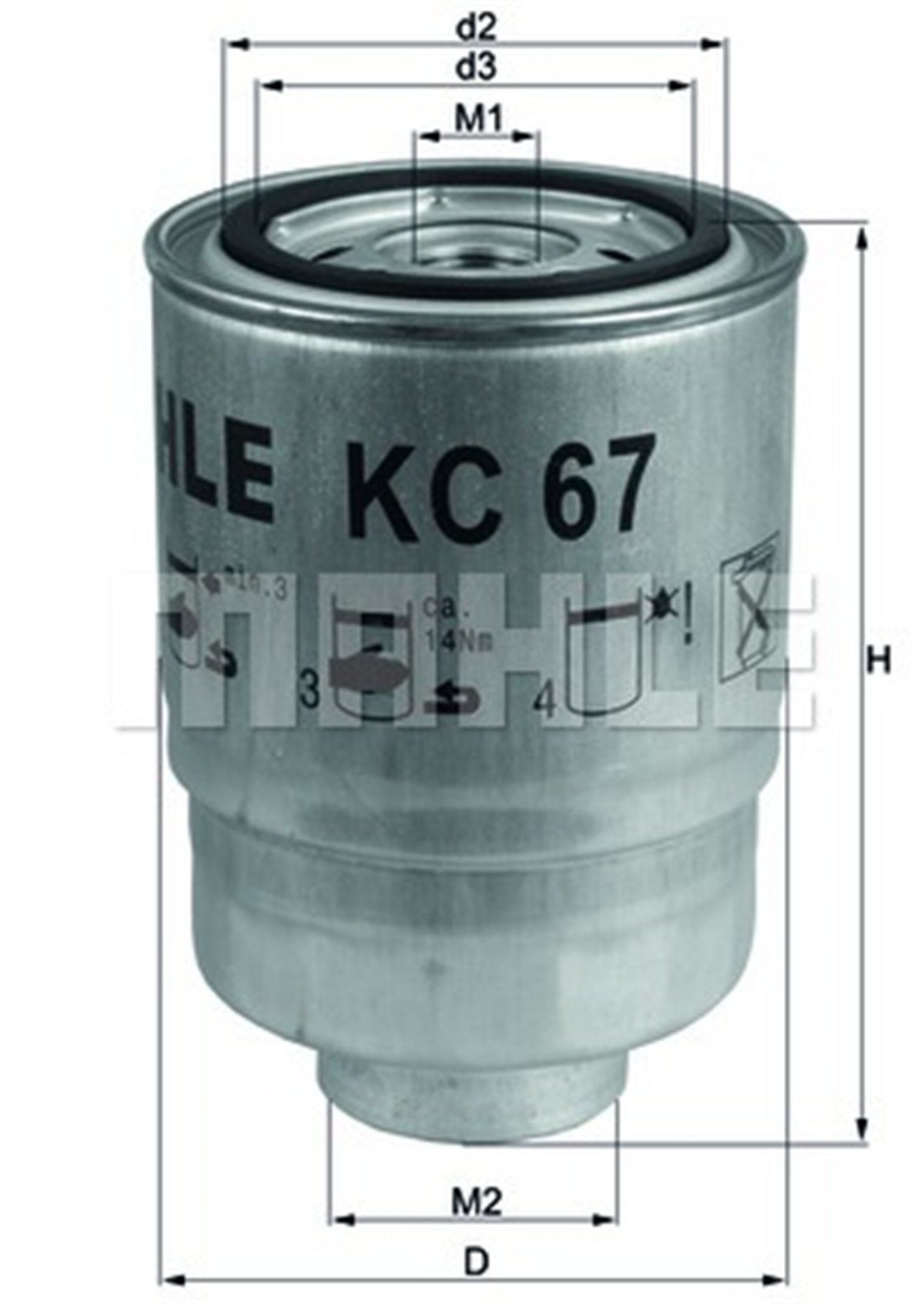 MAHLE KC67 - Yakit Filtresi - Japon Pick-up (d22) : Np300 (d22) 11-15 : Vanette (c23) 2.3 D 96-01 : Terrano (r20) 2.7 Td/2.7 Tdi/3.0 Di 93-06