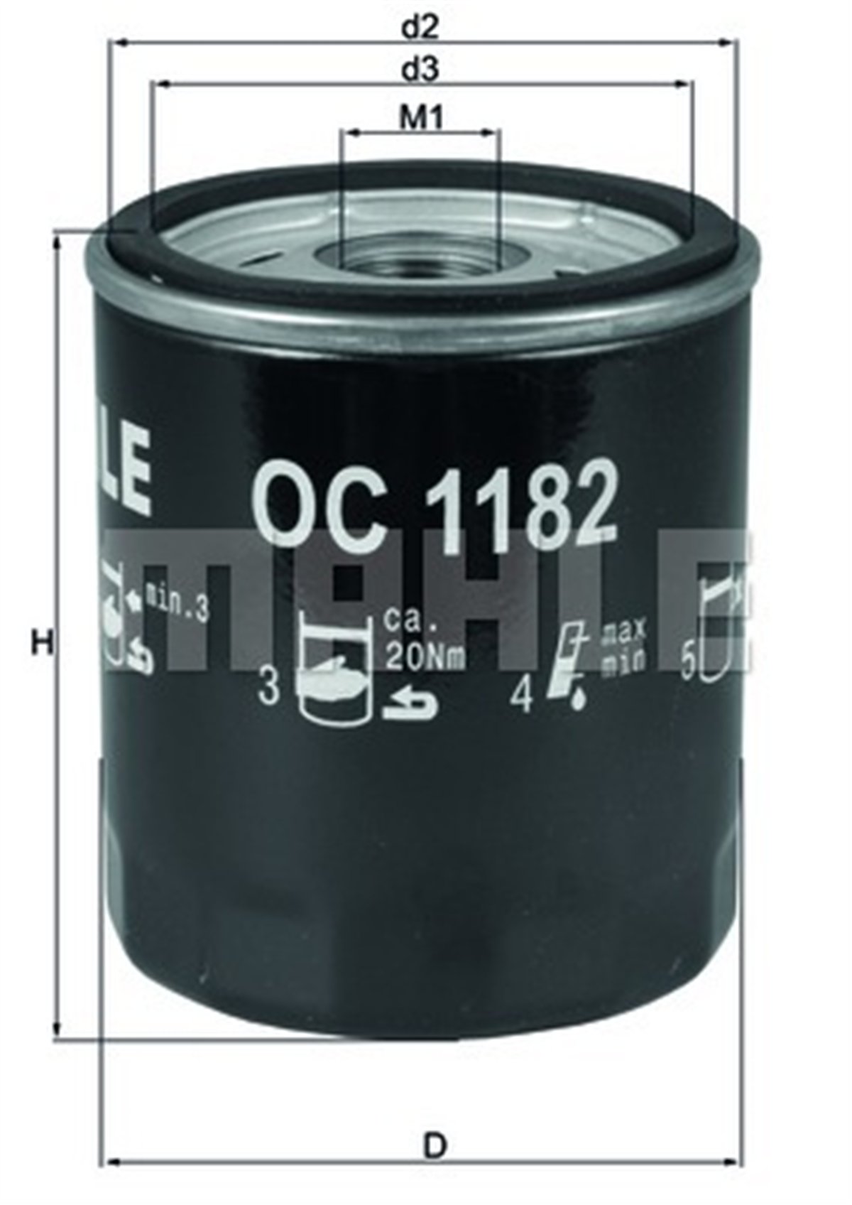 MAHLE OC1182 - Yag Filtresi - Japon Cx3 (dk) : Mazda 3 (bn) 1.5 D 16-18 : Mazda 6 (gg, Gh) 2.0 02-12