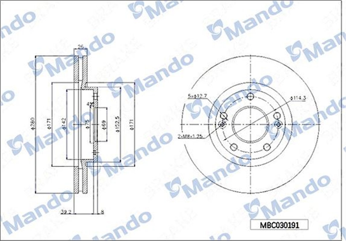 MANDO MBC030191 - Fren Diski Ön - Kore Ix20/i30/sonata/tucson/sportage/ceed/cerato/venga/soul