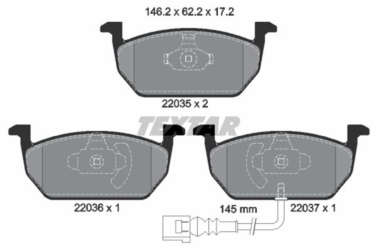 TEXTAR 2203501 - Fren Balatasi Ön - Vw Golf7-a3-leon-octavia