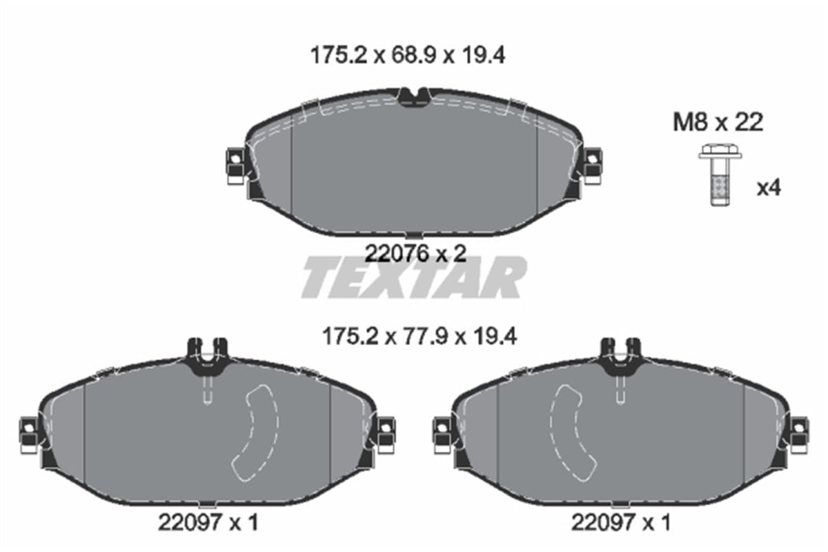 TEXTAR 2207601 - Fren Balatasi Ön - Mercedes 205-253-213-238