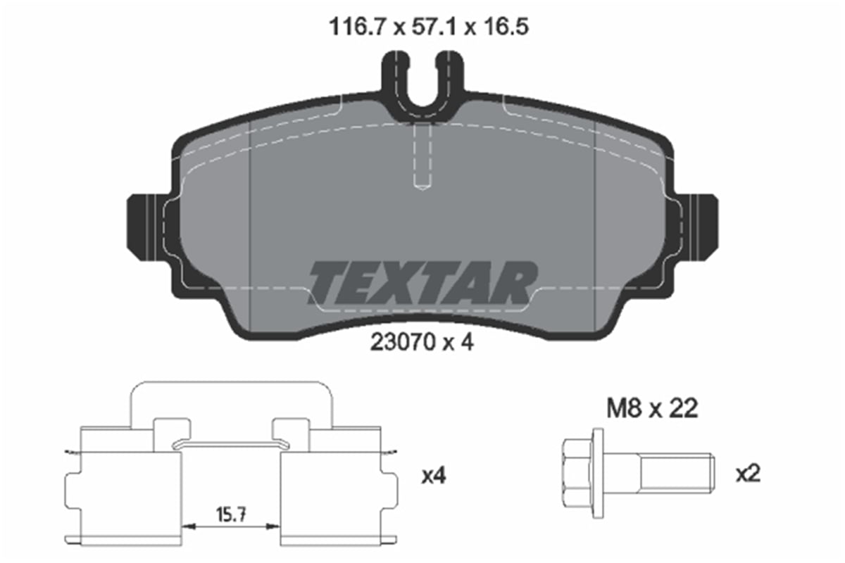 TEXTAR 2307003 - Fren Balatasi Ön - Mercedes W168-414