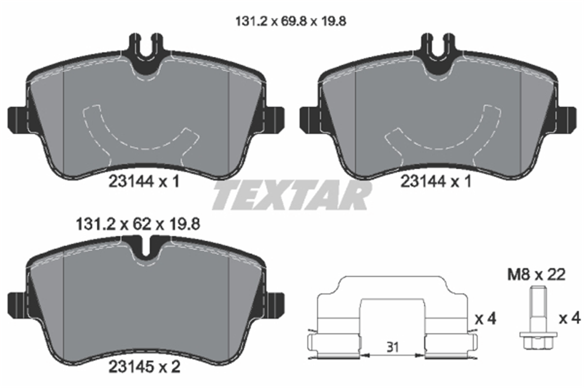 TEXTAR 2314401 - Fren Balatasi Ön - Mercedes W203-209-171