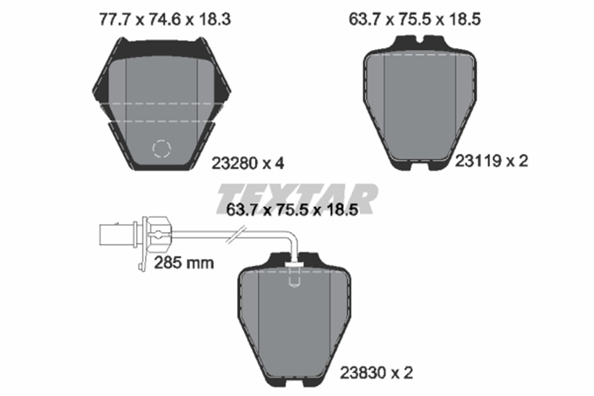 TEXTAR 2328001 - Fren Balatasi Ön - Vw A8