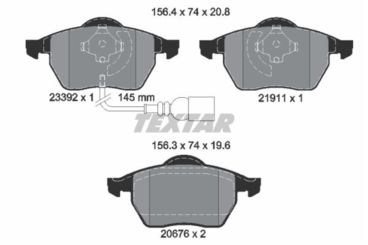 TEXTAR 2339201 - Fren Balatasi Ön - Vw Golf4-golf5-jetta-bora-polo-a3-leon