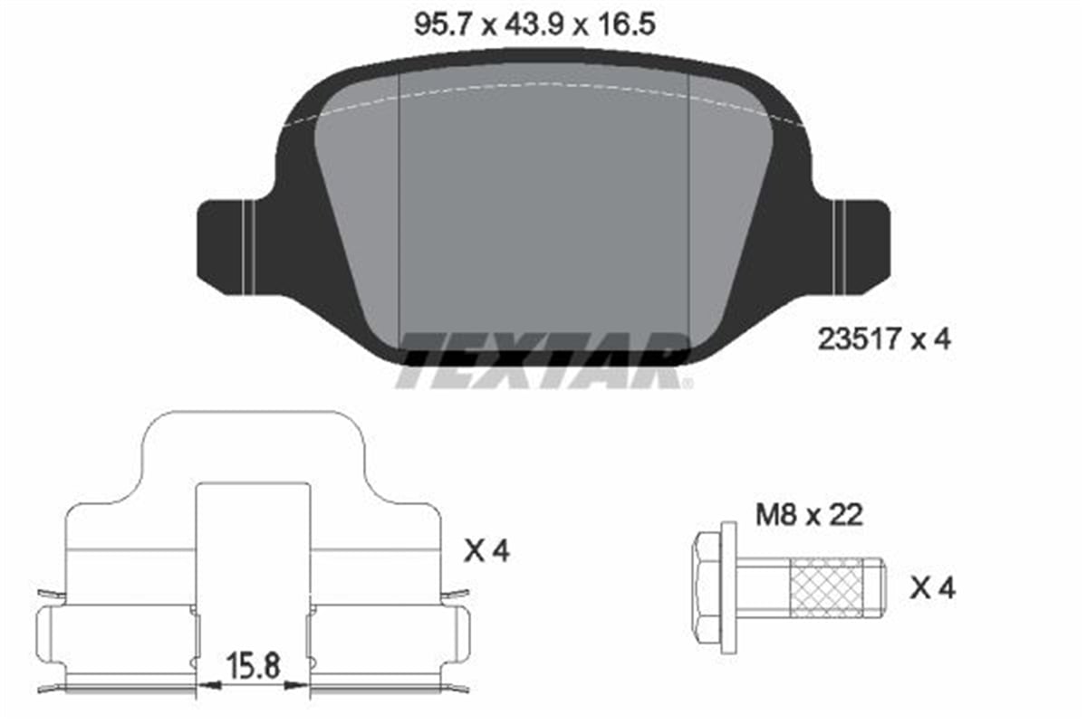 TEXTAR 2351703 - Fren Balatasi Arka - Fiat Linea