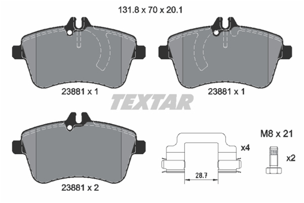 TEXTAR 2388101 - Fren Balatasi Ön - Mercedes W169-245
