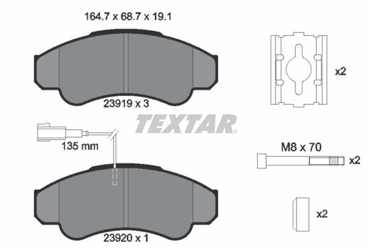 TEXTAR 2391901 - Fren Balatasi Ön - Fiat Ducato-boxer-jumper
