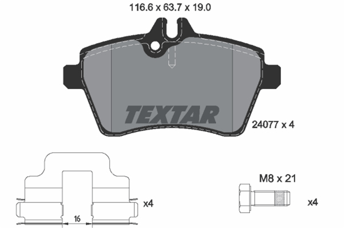 TEXTAR 2407701 - Fren Balatasi Ön - Mercedes W169-245