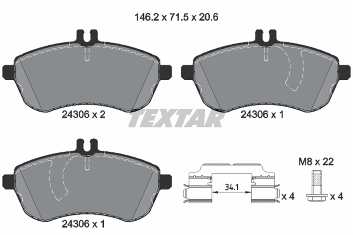 TEXTAR 2430601 - Fren Balatasi Ön - Mercedes W204-212-207