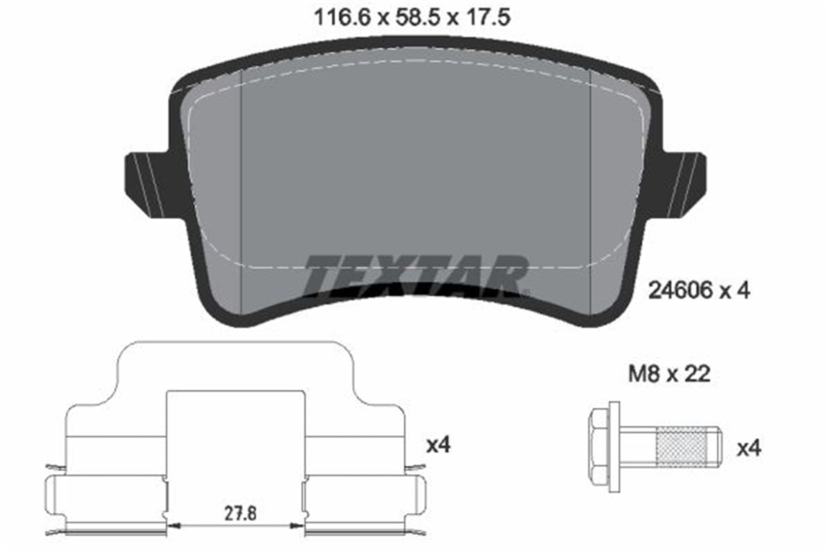 TEXTAR 2460601 - Fren Balatasi Arka - Vw A4-a5-q5