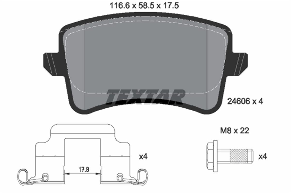 TEXTAR 2460602 - Fren Balatasi Arka - Vw A4-a5-q5