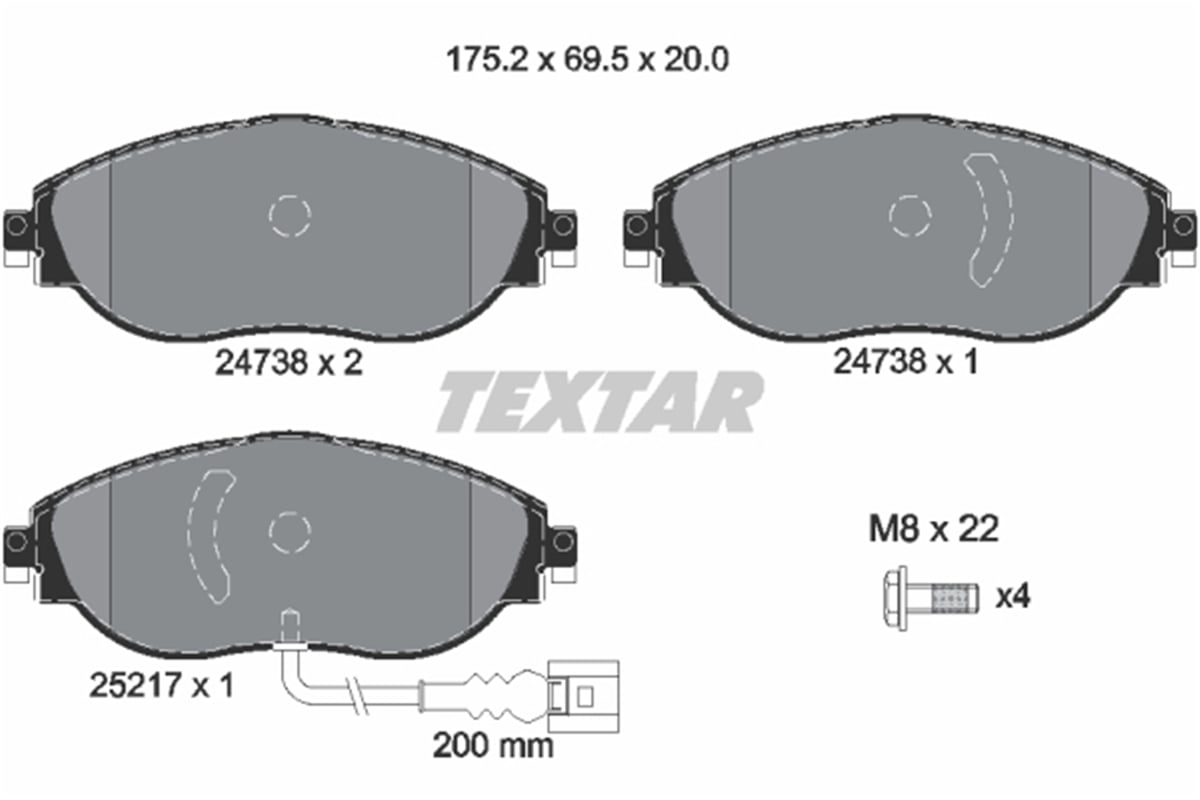 TEXTAR 2473803 - Fren Balatasi Ön - Vw Golf7-passat-tiguan-a3-leon-octavia