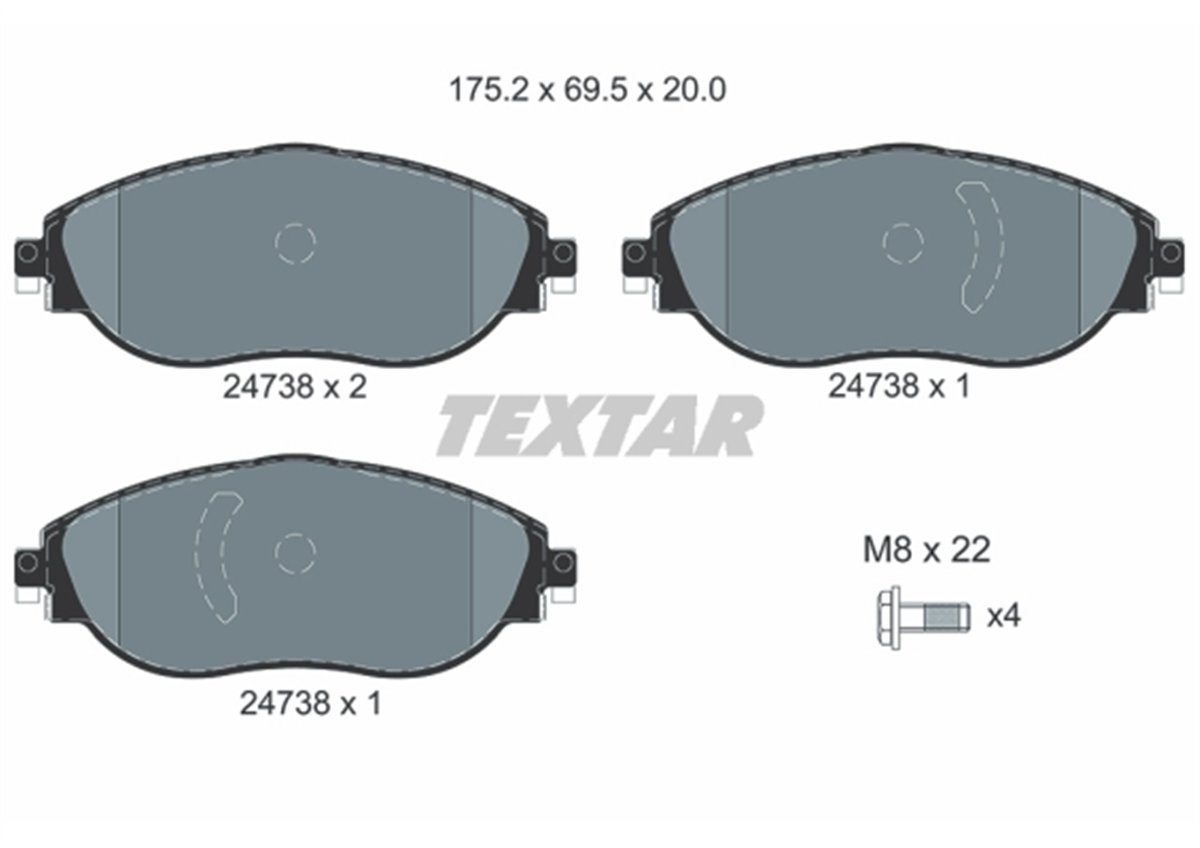 TEXTAR 2473806 - Fren Balatasi Ön - Vw Passat-tiguan-arteon
