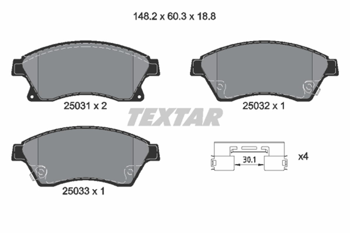 TEXTAR 2503101 - Fren Balatasi Ön - Opel Astra J Cruze Aveo T300