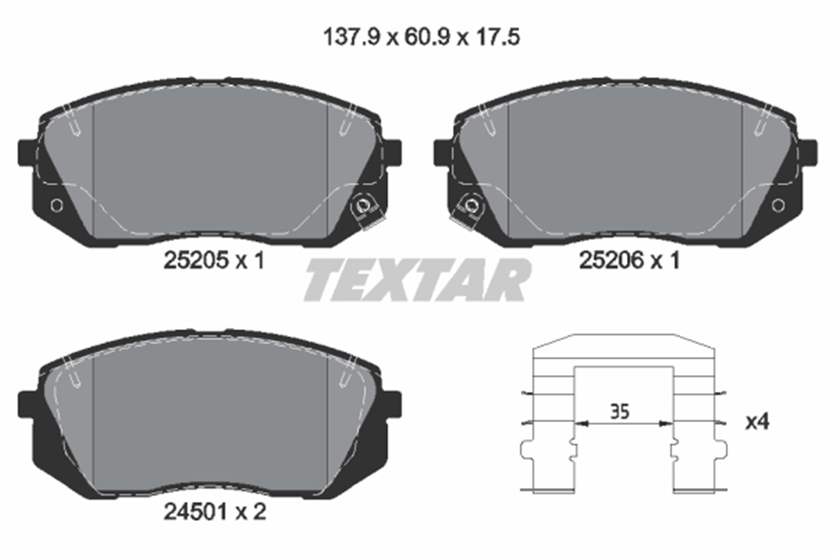 TEXTAR 2520501 - Fren Balatasi Ön - Kore Tucson : Kona : Ix35 : I40